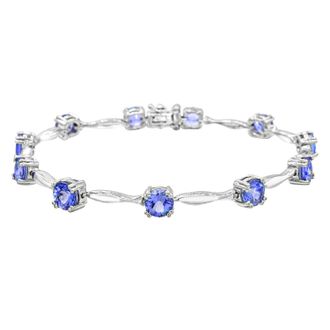 Diamond2Deal 925 Sterling Silver Tanzanite Tennis Bracelet 7.5