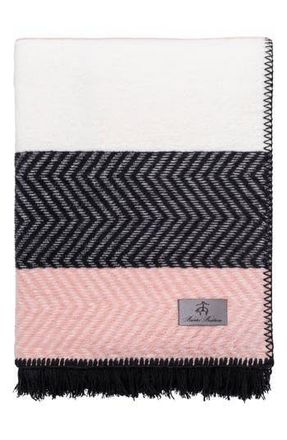 Brooks Brothers Herringbone Stripe Throw Blanket in Blush at Nordstrom Rack