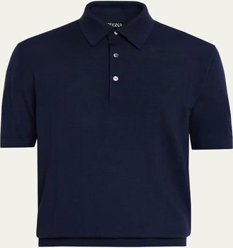 Ermenegildo Zegna Mens Wool Short-Sleeve Polo Shirt