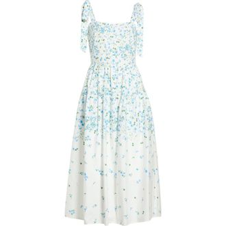 Sugarlips Floral Cotton Maxi Sundress in White-Blues-Green at Nordstrom, Size X-Large