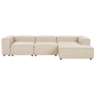 Beliani Sof&aacute; Modular 4 Plazas Moderno Patas Negras Tapizado Tela Beige Izquierdo Ardal