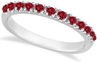 Allurez Ruby Stackable Ring Guard Band 14K White Gold (0.37ct)