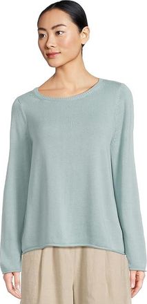 Eileen Fisher Peruvian Cotton Blend Bateau Neck Sweater Womens Sweater Arctic Blue : XL, Cotton/Lyocell/Tencel