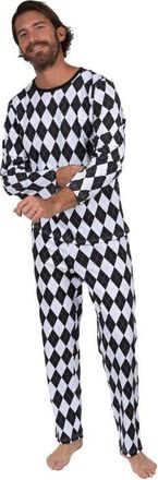 Leveret Mens Loose Fit Cotton Matching Family Holiday Pajamas, Classic & Geometric Patterns in Argyle Black & White at Nordstrom, Size Xx-Large