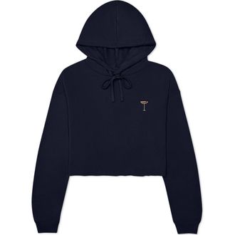 Dalix Coffee Martini Cropped Hoodie in Navy Blue at Nordstrom, Size Xx-Large