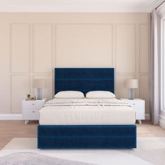 Sloomy Monaco Divan Bed Set With No drawers & Matching Footboard - Plush Velvet in Navy | Size: Super King