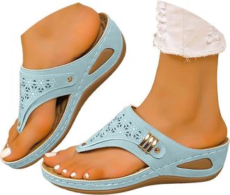 Generic Comfortable Orthopedic Slippers for Women with Arch Support Flip Flops Open Toe Thong Sandals Women Dressy Summer Flat 2026 Ladies Cute Beach Shoes Ou