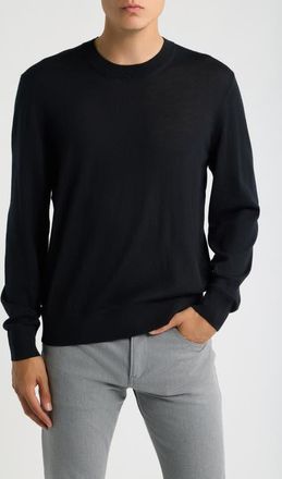 BOSS H-Leno Virgin Wool Crewneck Sweater in Black at Nordstrom, Size Xx-Large