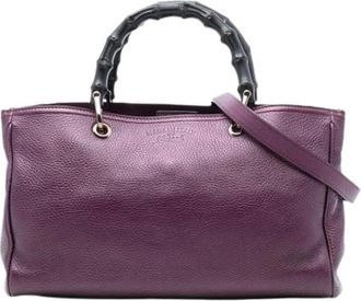 Gucci Pre-owned Handbags, female, Purple, Size: ONE SIZE Pre-owned The Bamboo Shopper