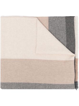 Brunello Cucinelli Beige Striped Scarf