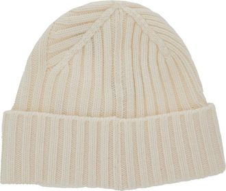 Jacquemus Mens White Beanie With Turn-Up Brim Wool Hat