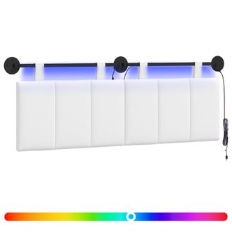vidaXL Cabecero Colgante Con Luz Led Blanco Tela Vidaxl