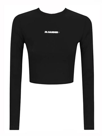 Jil Sander Black Logo Crew Neck Top