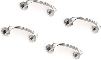 Emuca Lote De 4 Tiradores Curvo Con Rosetas De Di&aacute;metro 50mm Para Puertas Correderas, Aluminio, N&iacute;quel Satinado - Emuca