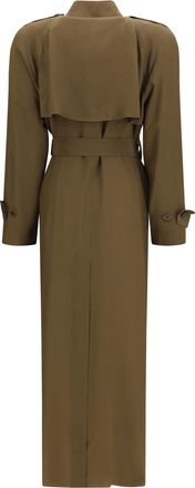 Petar Petrov Womens Silk Trench Coat Olive