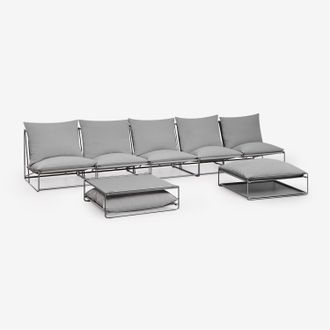 Sklum Sklum - Conjunto De Jard&iacute;n Con Sof&aacute; Modular De 5 Piezas, Mesa Auxiliar Y Puff Convertible Amaro