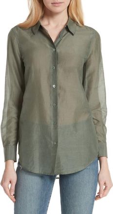Equipment Essential Cotton & Silk Shirt in Camouflage at Nordstrom, Size Medium