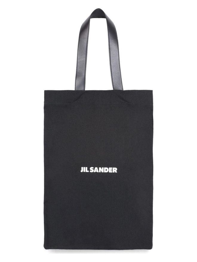 JIL SANDER｜ (J25WC0004 P4863 001) Jil Sander Womens Canvas Shopping Bag in Black