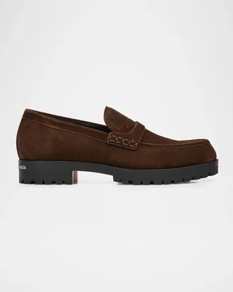 Christian Louboutin Men & apos;s Cavavin Leather Lug-Sole Penny Loafers