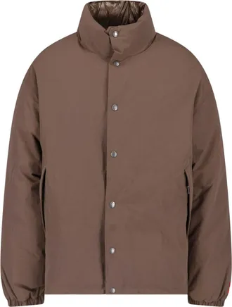 The North Face Brown Technical Fabric Padded Jacket With High Stand Collar