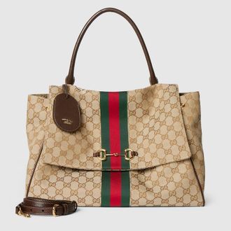 Gucci Paparazzo Large Top Handle Bag, Beige, GG Canvas
