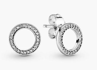 Pandora Silver Stud Earrings With Clear Cubic Zirconia