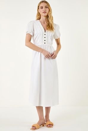 Roman Cotton Crochet Trim Dress