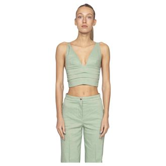 Pinko Sleeveless Tops, female, Green, Size: 2XS Rubye Top