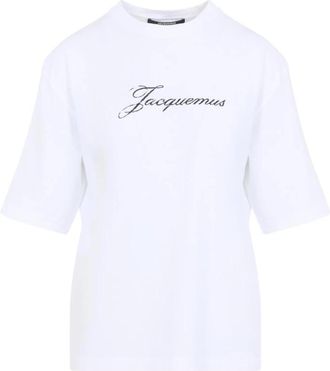 Jacquemus T-shirt met geborduurd logo - Dames - T-shirts - Wit - L - Katoen - Tops