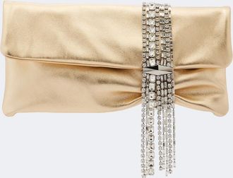 Jimmy Choo London Zandra embellished metallic leather clutch