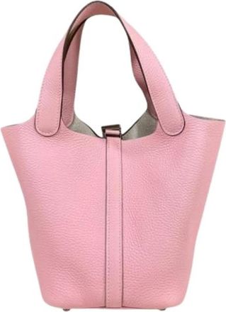 Herm&egrave;s Pre-owned Picotin Bucket Bag - Dames - Vintage Tas - Roze - ONE Size - Leer - Vintage