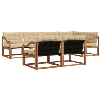 vidaXL Conjunto De Sof&aacute;s De Exterior Con Coj&iacute;n 7 Pcs Natural Y Beige Vidaxl