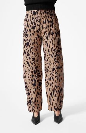 & Other Stories Leopard Print Barrel Leg CottonPants in Leopard Spots at Nordstrom Rack, Size 0