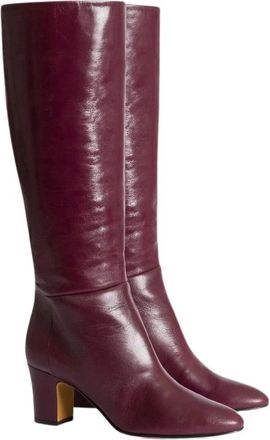 Alberta Ferretti Soft Leather Tubular High Boots - female - Alberta Ferretti - Heeled Boots - Red - 7 UK - Shoes