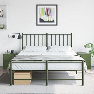 vidaXL Mesitas De Noche 2 Unidades Acero Verde Oliva 34,5x39x44 Cm Vidaxl