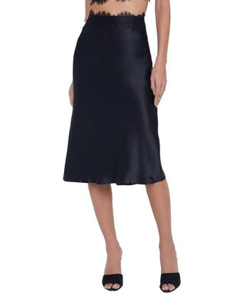 L'agence Lagence Loyal Lace Trim Silk Skirt