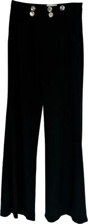 Galvan London Button-Embellished Trousers in Black Polyester