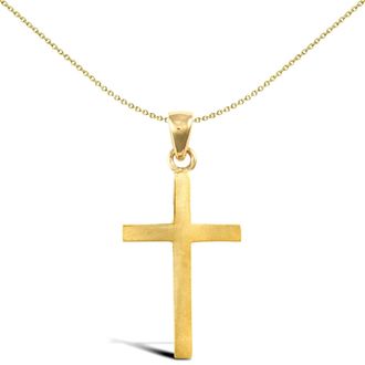 Jewelco London Solid 18ct Gold Plain Cross Pendant - JPX143