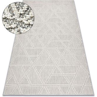 RugsX Carpet JERSEY 19241 grey - Rhombuses, geometric structural, loop BOHO beige 180x270 cm