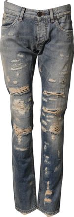 Dolce & Gabbana Mens Distressed Skinny Denim Jeans Blue