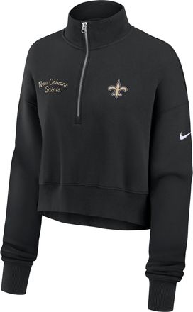 Nike New Orleans Saints Phoenix Nike Womens NFL Cropped 1/4-Zip Crew in Black | 01N900A7W-DJR