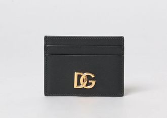 Dolce & Gabbana Portacarte in pelle di vitello con placca logo DG