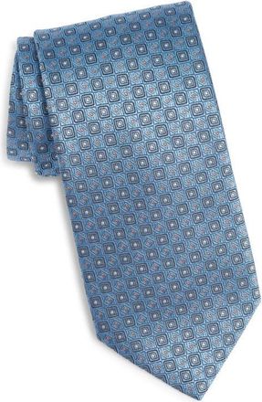 Canali Medallion Silk Tie in Light Blue at Nordstrom