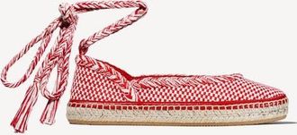 Amambaih Magda Handwoven Espadrille Ballet Sleep-Ons Flat with Lace Up Ankle Tie in Ivory Red at Nordstrom, Size 37