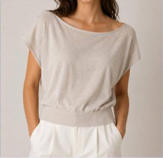 Autumn Cashmere Off The Shoulder Boxy Tee In Bone