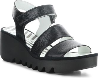 FLY London Bexy Platform Wedge Sandal in 006 Black Mousse at Nordstrom Rack, Size 10-10.5Us / 41Eu