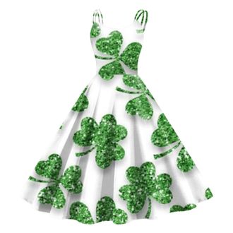 Generic Womens St Patricks Day Fancy Dress Leprechaun Costumes Ireland Irish Lucky Shamrock Dress Saint Patricks Day Green Irish Outfits Gown CocktailGreen Sl