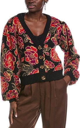 Farm Rio Shiny Chita Knit Wool-Blend Cardigan