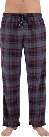 Intimo Mens Microfleece Plaid Lounge Pant, Red, XL