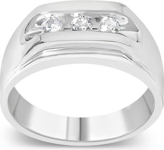 House of Brilliance Mens Silver 1/3 Cttw Diamond Channel Set 3 Stone Ring Band at Nordstrom, Size 12